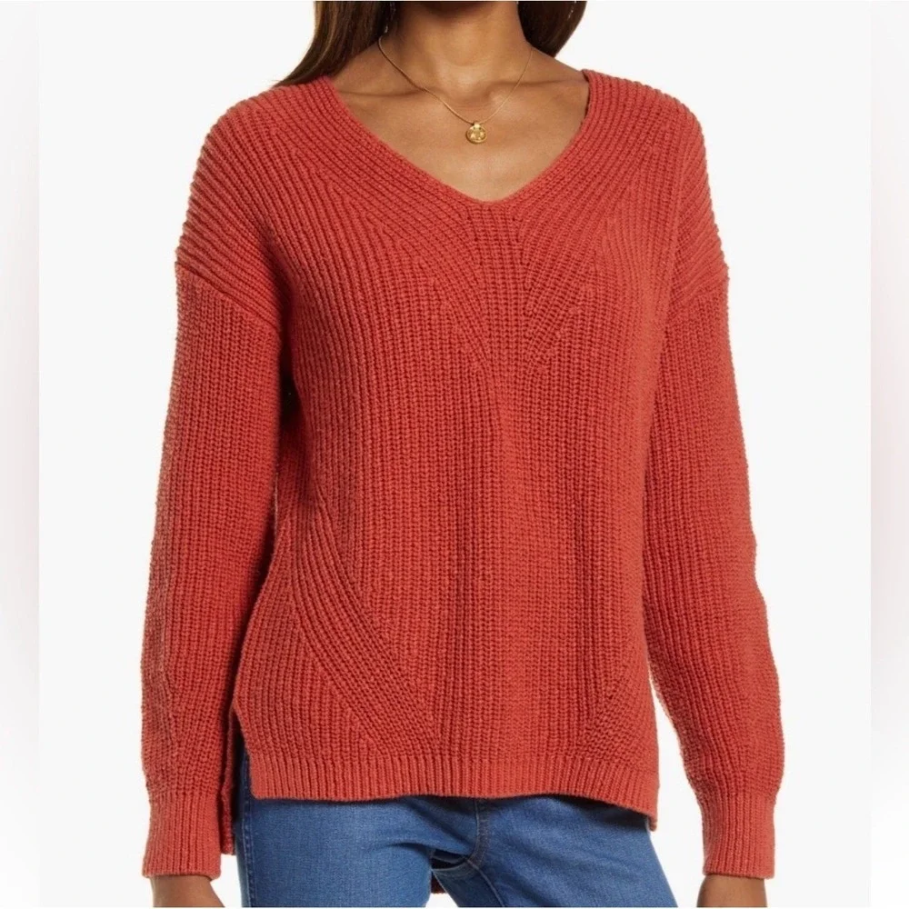 Madewell Ridgeton Pullover Burn Orange Knit Sweater‎ Size Large